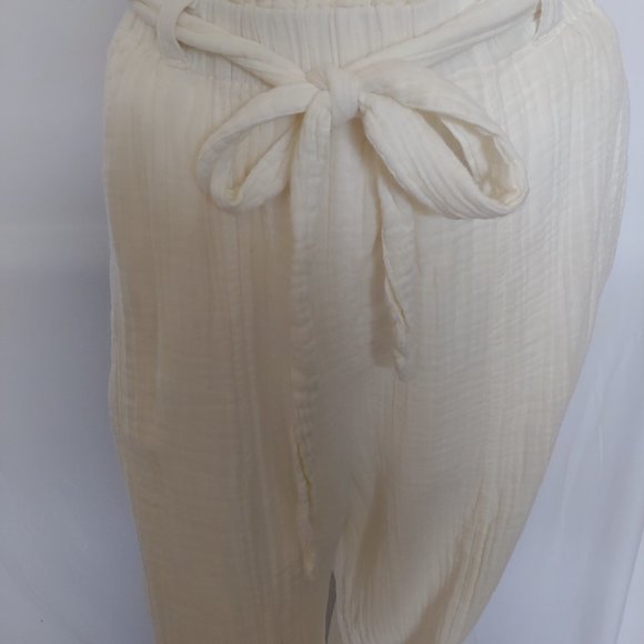 Free people Gauzy Beachy Resort Comfy jogger Loungewear Pants Pockets Cream SP - Picture 9 of 12
